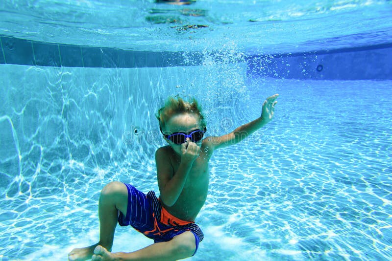 Little Boy Learns Swimming Underwater Stock Image Image of snorkel