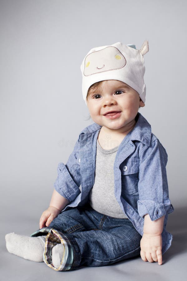 Little Boy with Long Hair and Big Smile. Stock Photo - Image of eyes ...