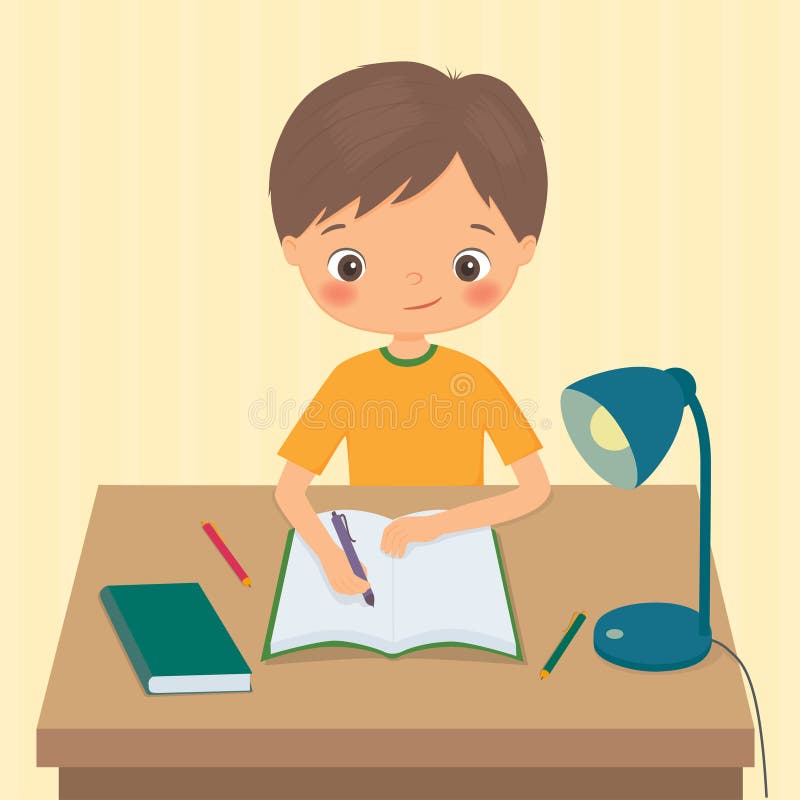 Little Boy Makes a Homework Stock Vector - Illustration of learn, cartoon: 86514829 Little Boy Makes a Homework Stock Vector - Illustration of learn, cartoon: 86514829