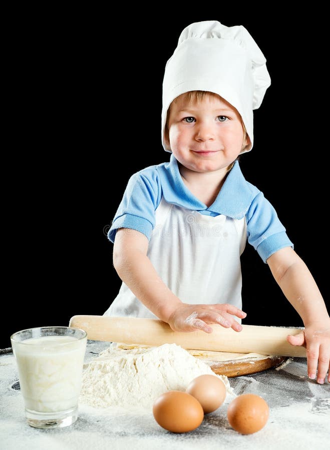 Little Boy Making Pizza or Pasta Dough Stock Image Image of cute