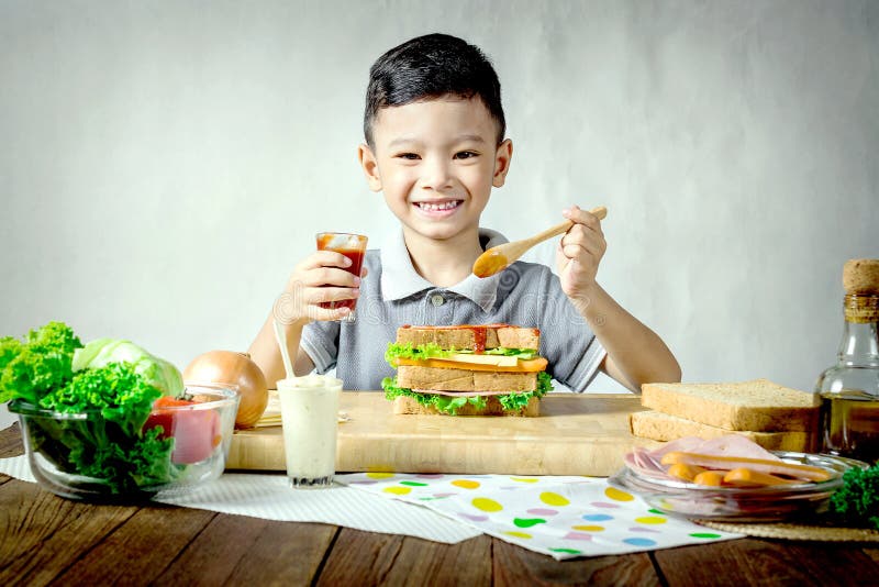 Little Boy Making a Sandwich Stock Image Image of blond, pride 64427083