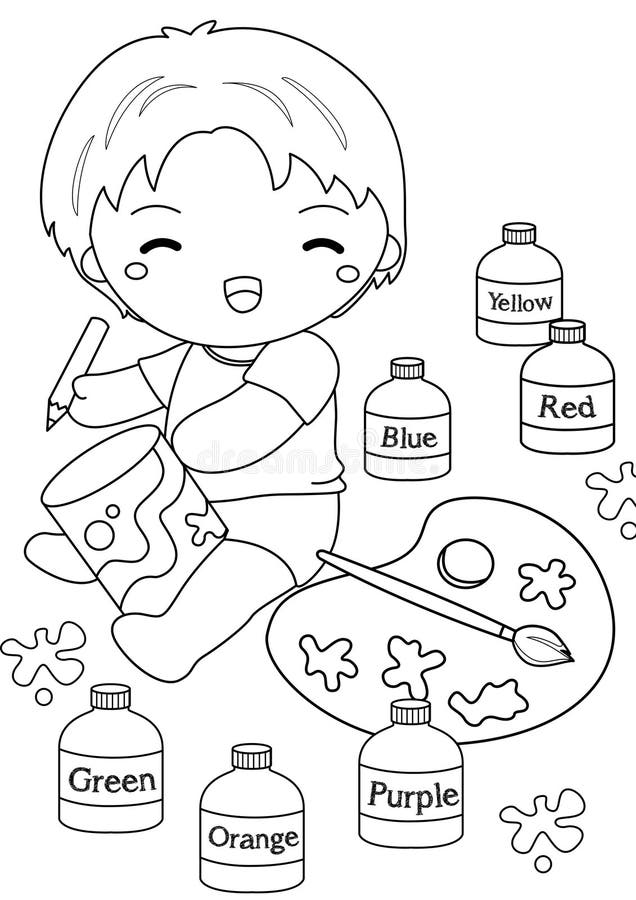 Little Boys Coloring Page for Kids Graphic by MyCreativeLife