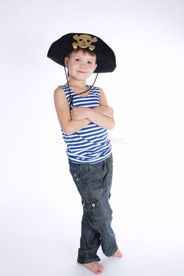 Little Boy in Pirate Costume on White Stock Photo Image of childhood