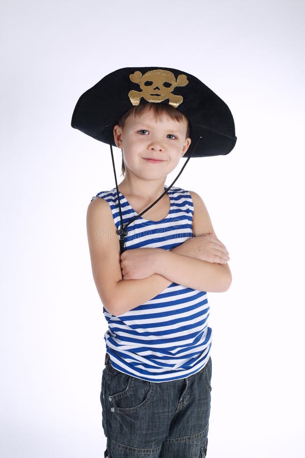 Little Boy in Pirate Costume on White Stock Image Image of captain