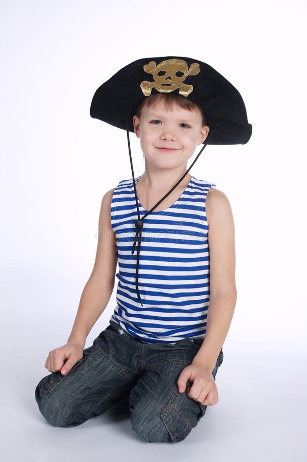 Little Boy in Pirate Costume on White Stock Photo Image of happy