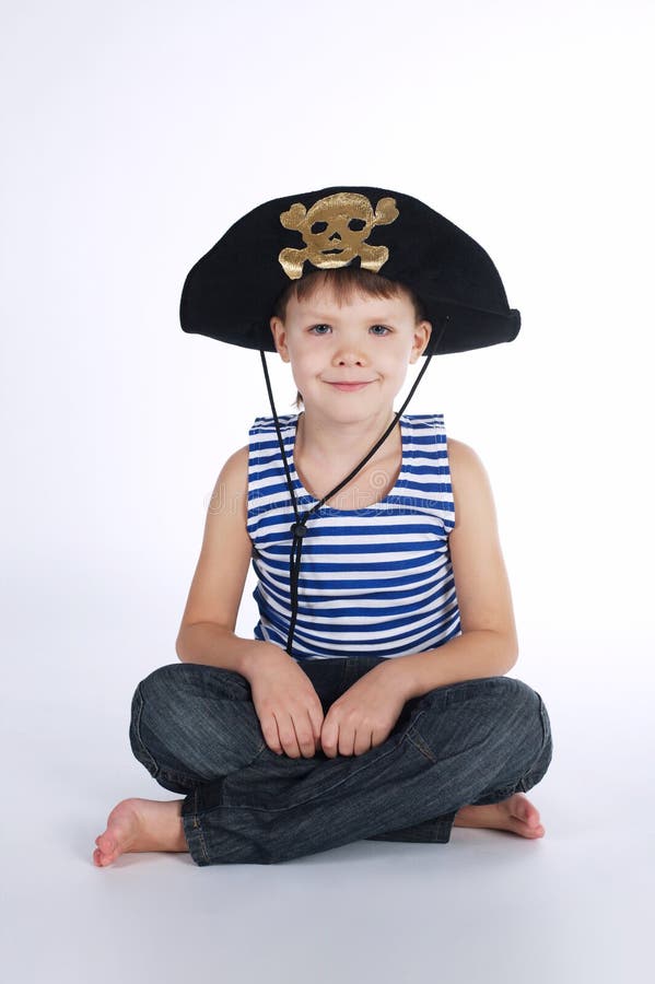 Little Boy in Pirate Costume on White Stock Image Image of expression