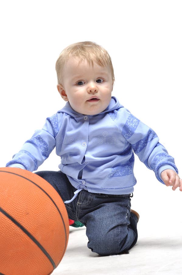 Little Boy Plaing with Basketball Ball in Studio Stock Photo Image of ball, people 28081922