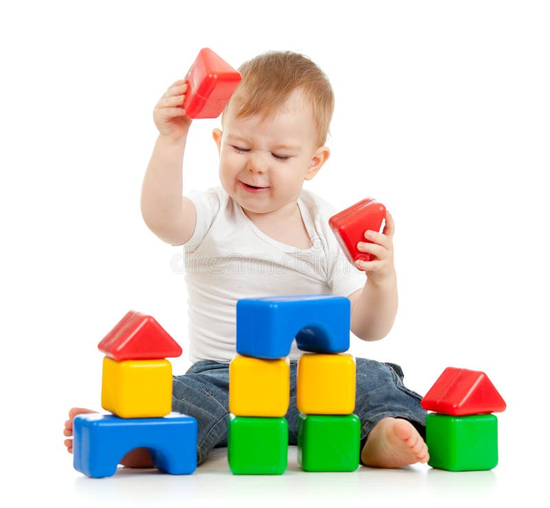 Little Boy Playing With Building Blocks Stock Photo Image Of Little