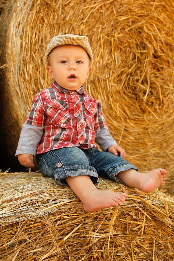 Little Boy Playing in a Cowboy Hat Stock Image Image of love