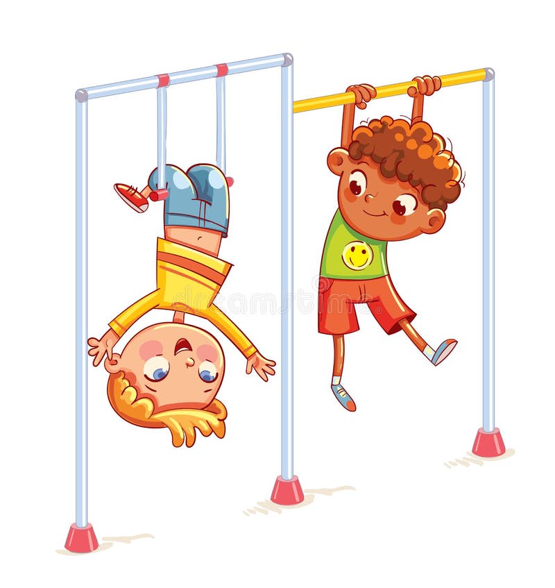 Little boy playing on the horizontal bar vector illustration Little boy playing on the horizontal bar vector illustration