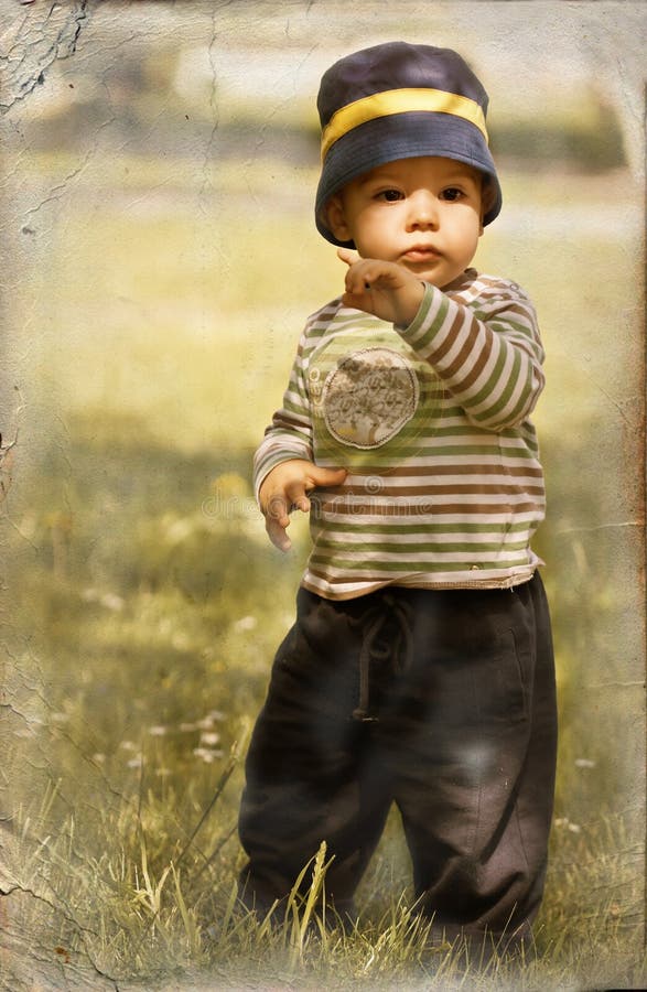 Little boy in retro style