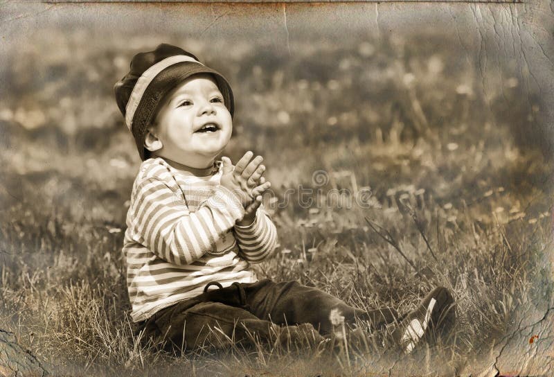 Little boy in retro style