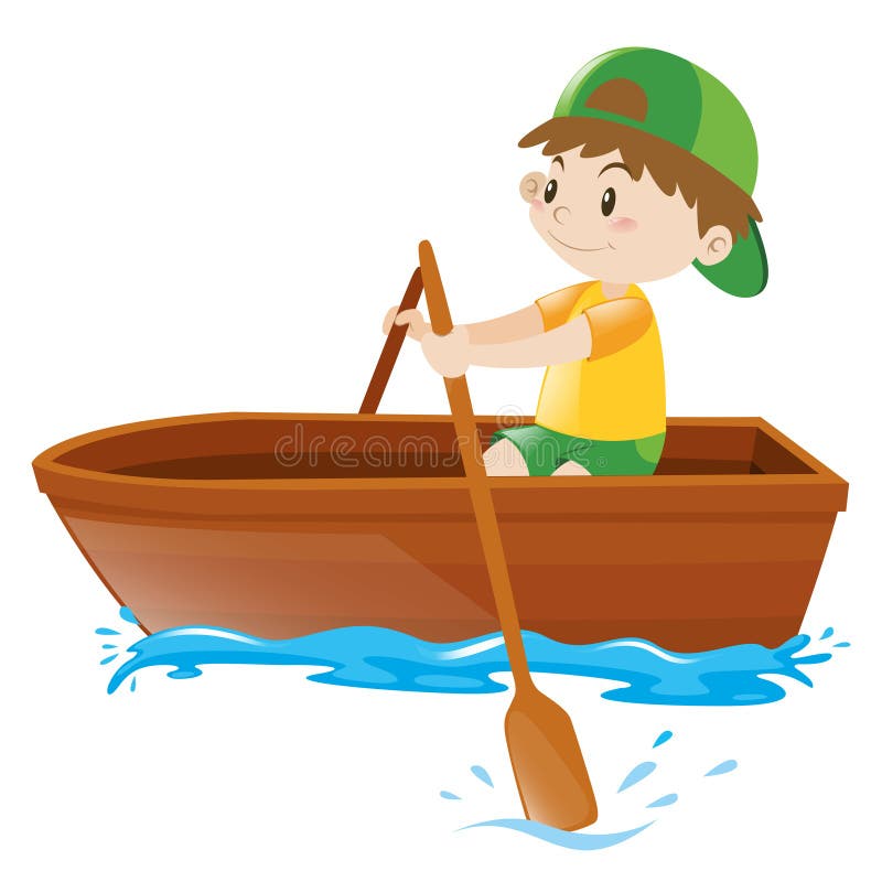 Little Boy Rowing Boat Alone Stock Vector - Illustration of drawing ...