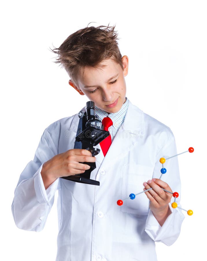 Little boy scientist in the laboratory with microscope. Educational concept. Little boy scientist in the laboratory with microscope. Educational concept.