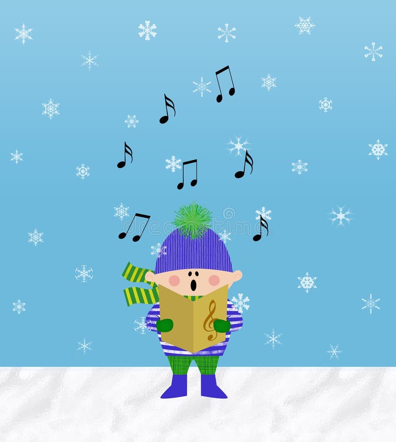 Little Boy Singing in the Snow