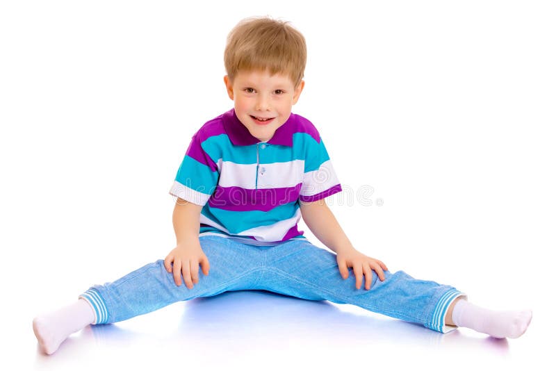 Little Boy is Sitting on the Floor Stock Image - Image of fashion ...