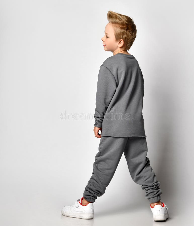 Little Boy Standing Backside and Looking Aside on Copy Space Stock ...