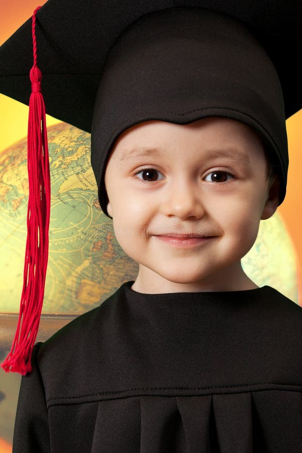 The Little Boy in a Suit of the Graduate Stock Image Image of