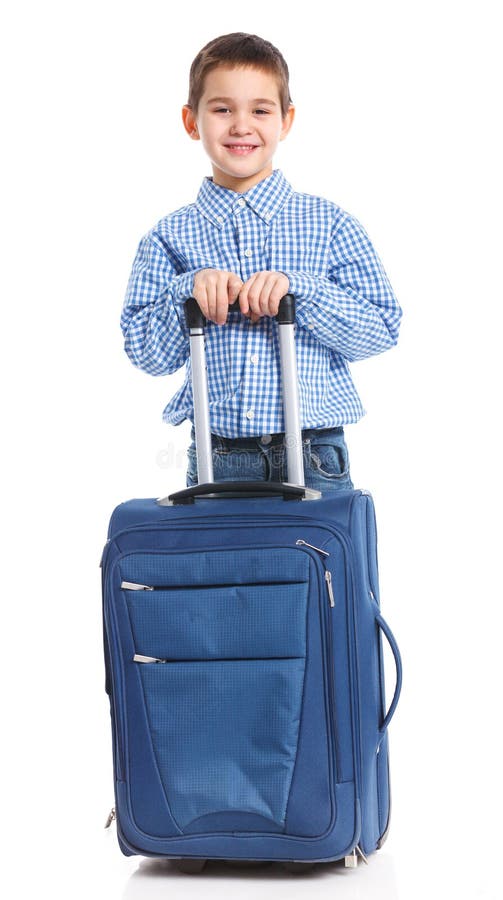 Little boy with suitcase stock photo. Image of background 29586268