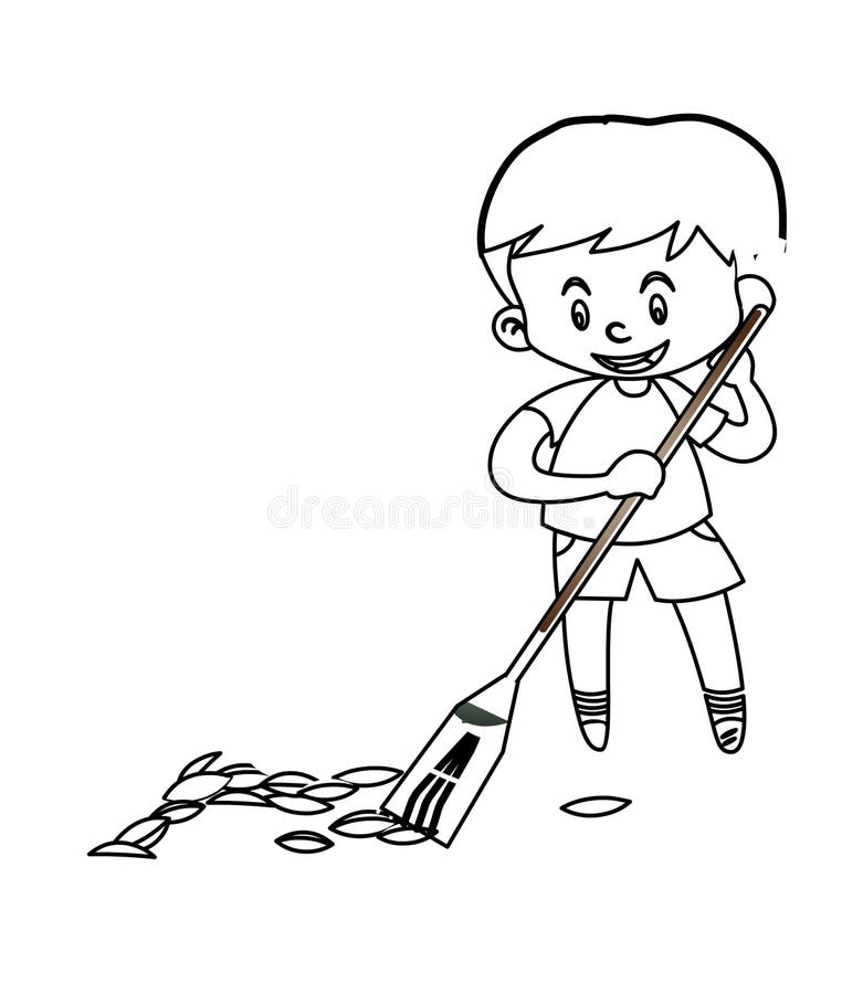 Boy Sweeping Stock Illustrations 307 Boy Sweeping Stock