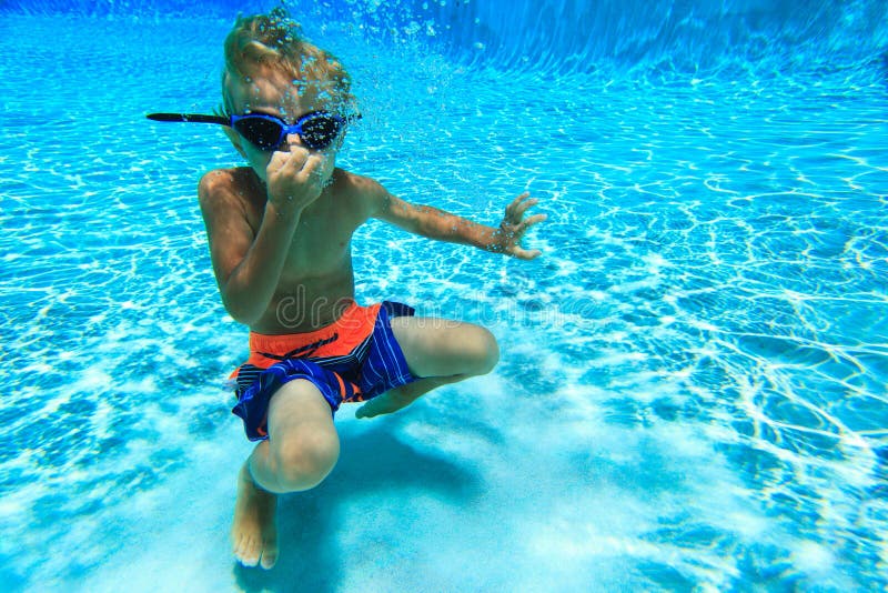 Little Boy Swimming Underwater Stock Image Image Of Tropical Playful