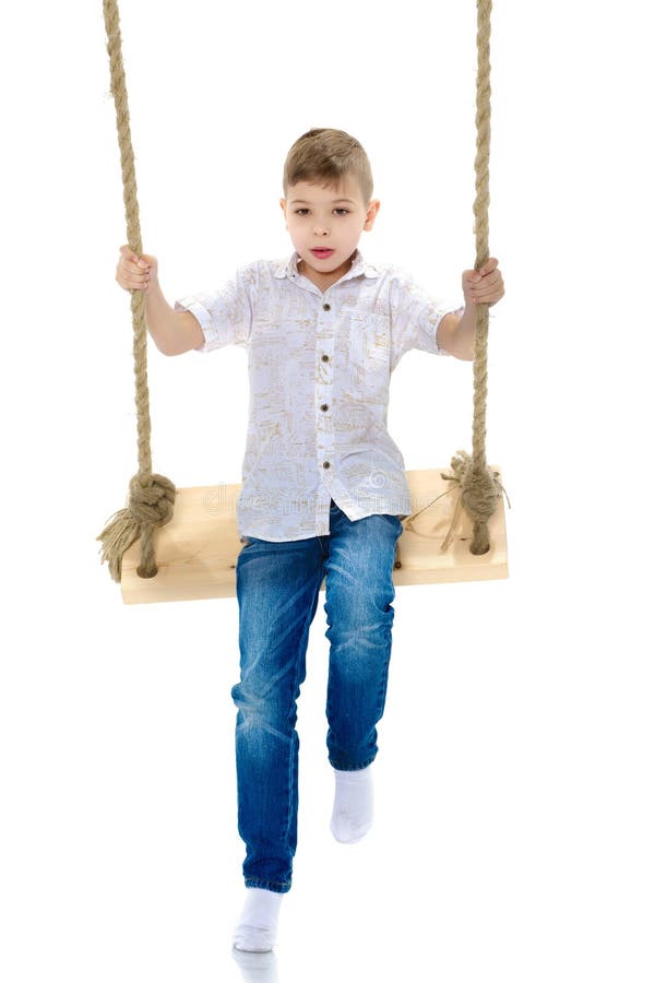 Little Boy Swinging on a Swing Stock Photo - Image of playground ...