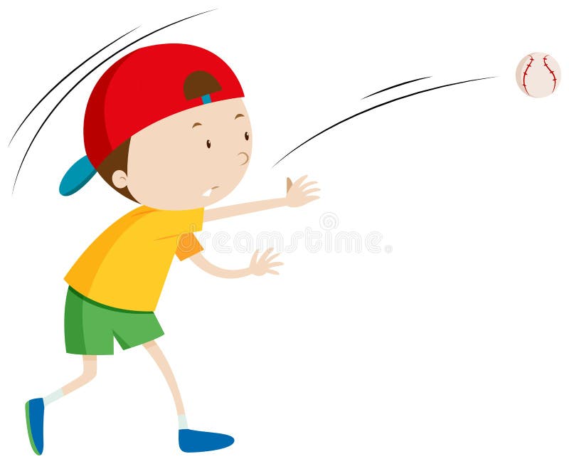 Little boy throwing ball stock vector. Illustration of background