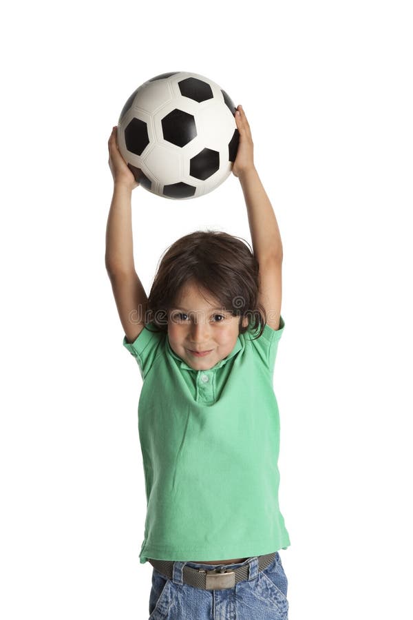 Little Boy Throwing A Soccer Ball Stock Image Image of soccer, white
