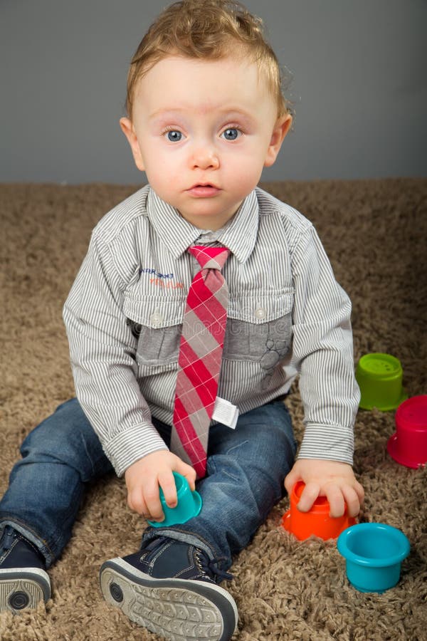 Little boy in tie stock image. Image of young, baby, nlittle 53980377