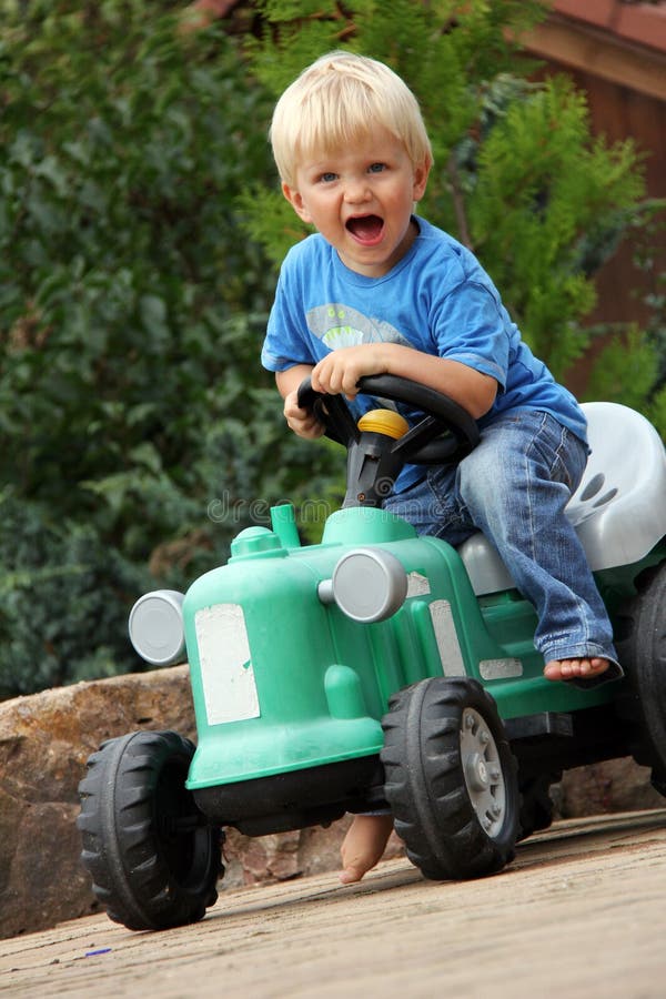 Little boy with tractor