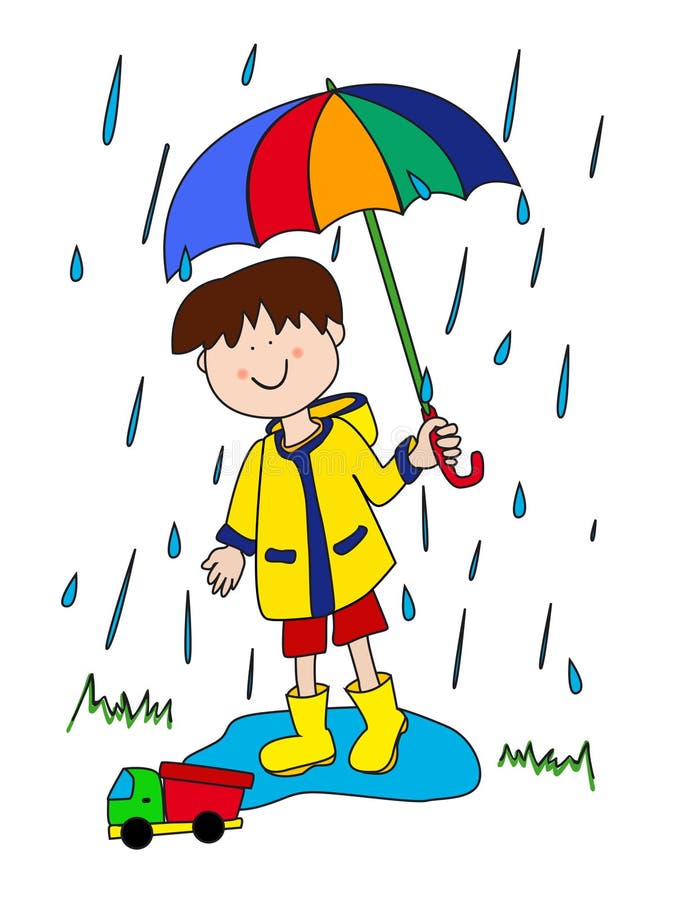 Download Little boy with umbrella stock vector. Illustration of weather - 19937566