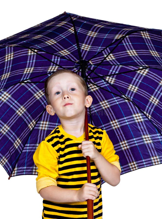 A Little Boy Under an Umbrella Stock Image Image of cute, weather