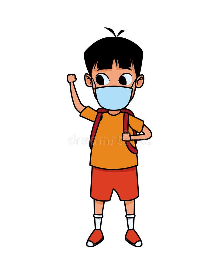 Little Boy Using Face Mask for Covid19 Stock Vector Illustration of