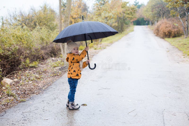 A little boy walks in the rain umbrella autumn royalty free stock photo A little boy walks in the rain umbrella autumn royalty free stock photo