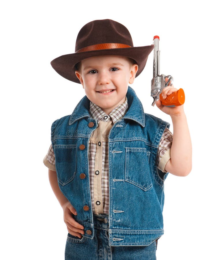 Little Boy Wearing a Cowboy Hat Stock Photo Image of plaid, halloween