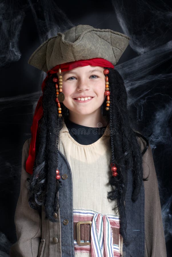 Little Boy Wearing Pirate Costume Stock Image Image of play, costume