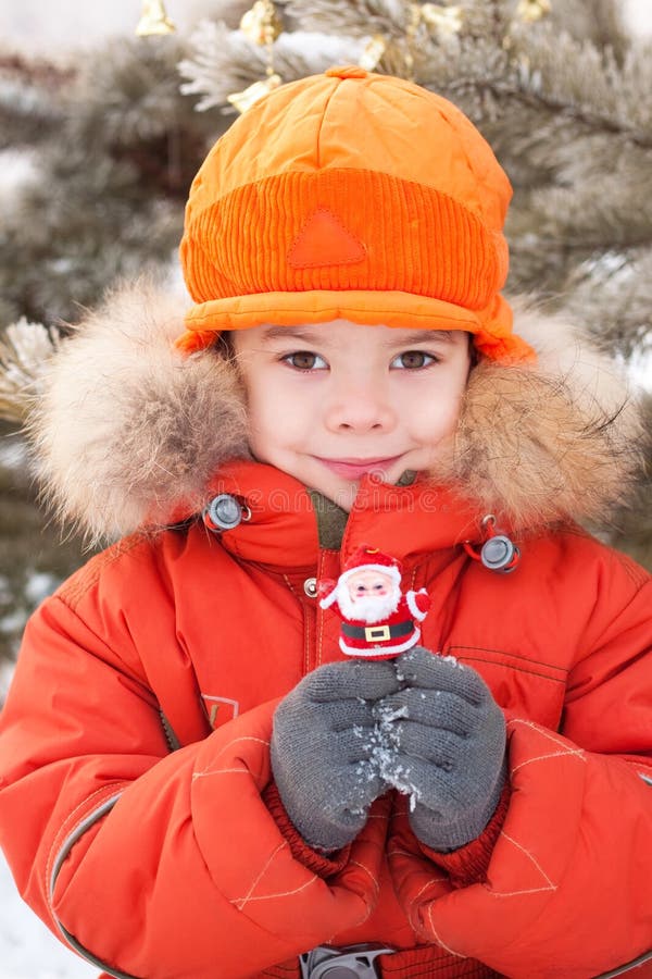 The little boy at the winter walk