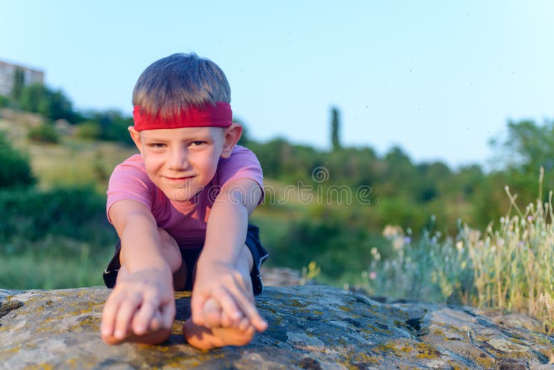 Little Boy Working Out Stock Photo Image Of Pleased 5