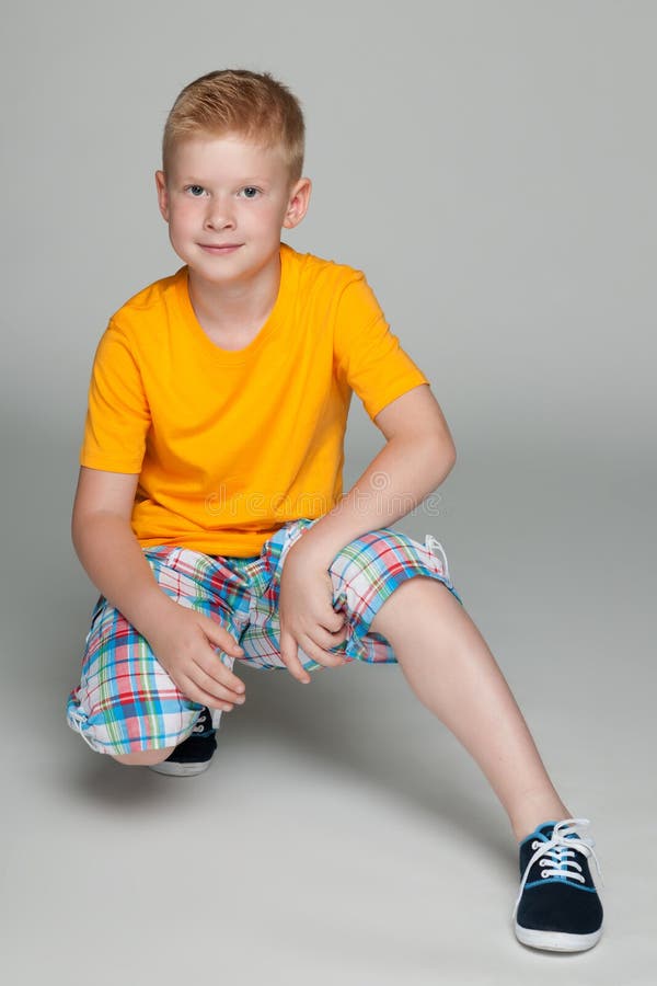 Little Boy in the Yellow Shirt Stock Image Image of person, cute
