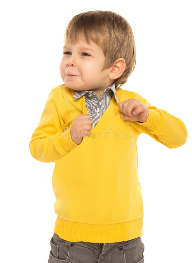 Little Boy in a Yellow Sweater Stock Image Image of small, yellow