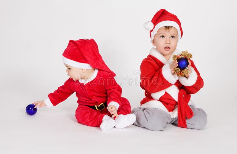 Little Boys in Santa Clothes Stock Image Image of human, clothing 17539183