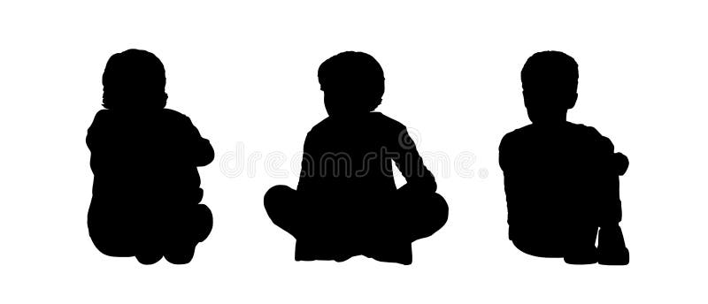 Little boys seated silhouettes set 1