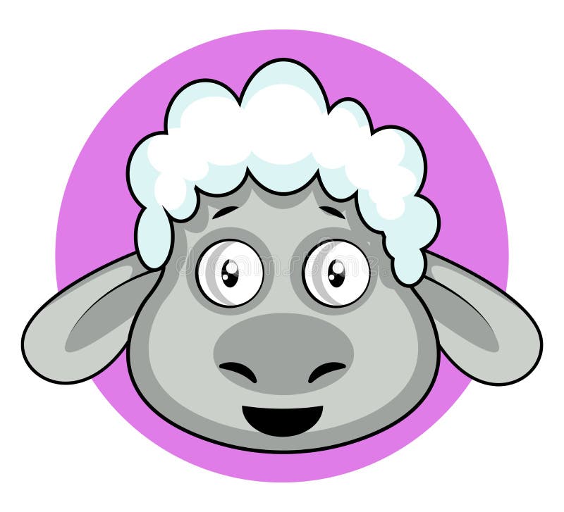 Little Cartoon Grey Sheep Vector Illustration Stock Vector ...