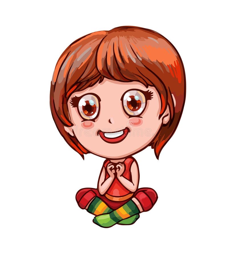 Little Cheerful Girl, Folded Hands in the Shape of a Heart, Sitting in Lotus Pose in Bright Socks. Cute Cartoon Child in Anime Stock Vector - Illustration of cute, isolated: 142603031 Little Cheerful Girl, Folded Hands in the Shape of a Heart, Sitting in Lotus Pose in Bright Socks. Cute Cartoon Child in Anime Stock Vector - Illustration of cute, isolated: 142603031