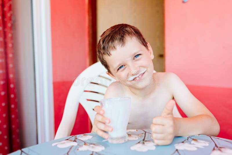Little Child Boy Drinking Cold Milk Stock Image Image of milk, diet 96311947