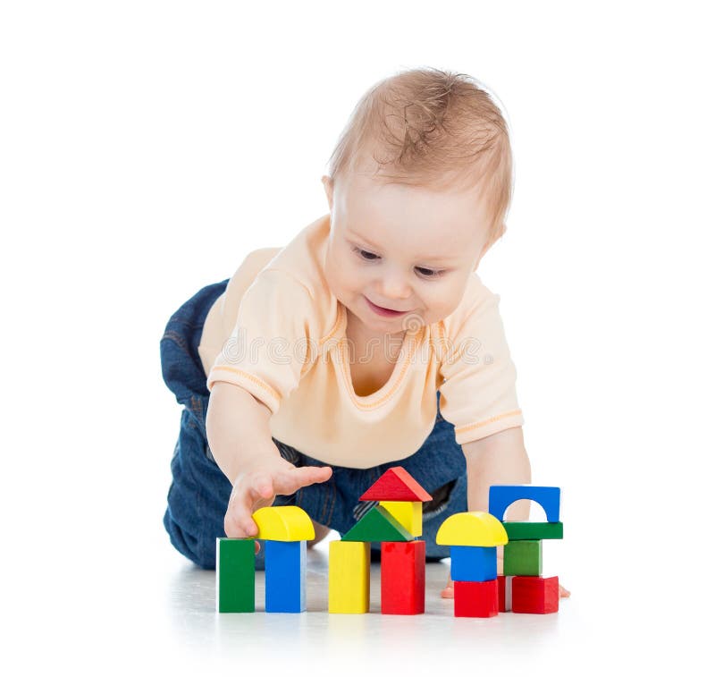 Little child playing with building blocks stock photography Little child playing with building blocks stock photography