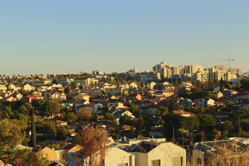 Little City Landscape with Golden Hour Lighting. Stock Photo - Image of ...