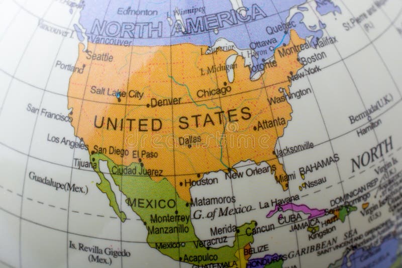 Little colorful model globe with map royalty free stock photography