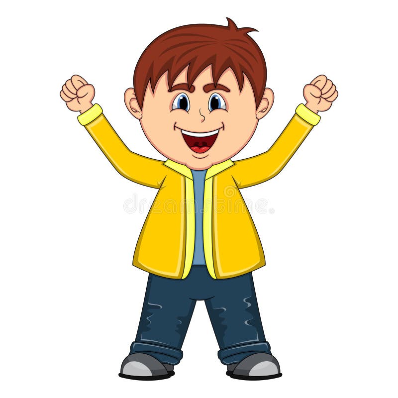 Cute Little Boy With Hands Up Character Stock Vector Illustration of