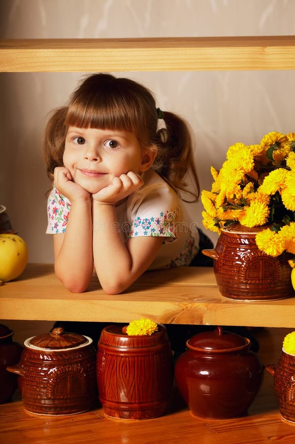 Little Cute Girl Pot Honey Stock Photos Free & RoyaltyFree Stock